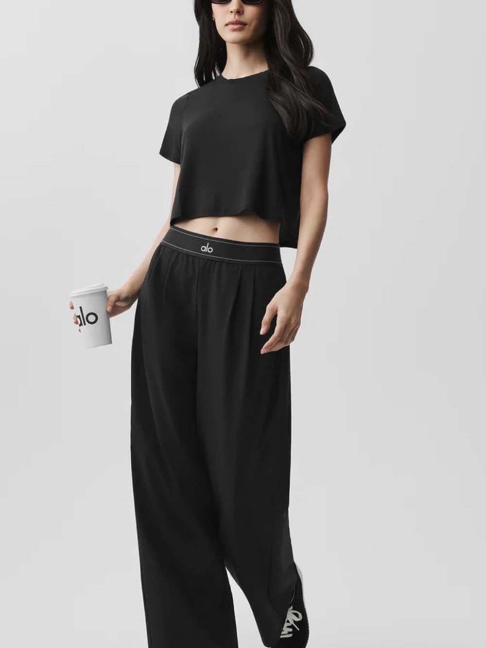 ALO Yoga Women’s Suit Up trousers Black Wide-Leg Pants New with Tags Size S - Picture 4 of 7